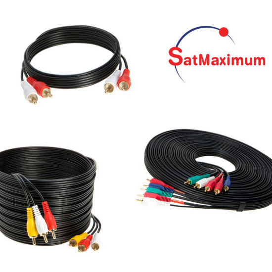 2RCA, 3RCA, 5RCA M/M Stereo Audio/Video Cable TV DVD Blu-ray PC Multipack - LOT