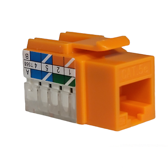 Cat5e Orange Keystone Jack 45° Angled Punchdown Network Connector Multipack LOT