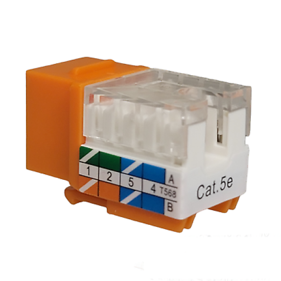 Cat5e Orange Keystone Jack 45° Angled Punchdown Network Connector Multipack LOT
