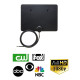 Digital Indoor TV Antenna Black Flat w/RG6 Coaxial Cable HDTV 1080p VHF UHF LOT