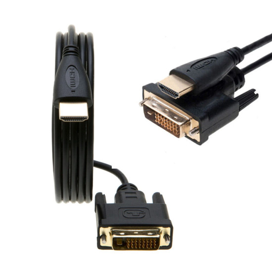DVI-D to HDMI 10FT Video Cable Dual Link 24+1 Pin HDTV PC Monitor Display Cord