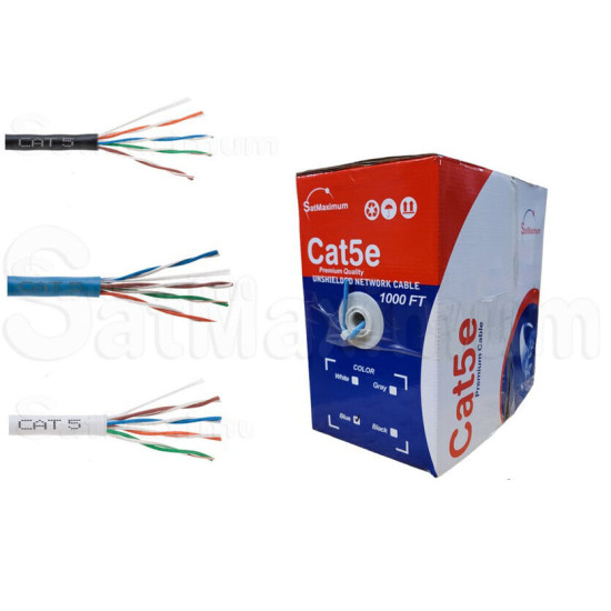 CAT5e Plenum UTP 1000FT CMP 24 AWG Cable 350MHz Solid Networking Wire Bulk LOT