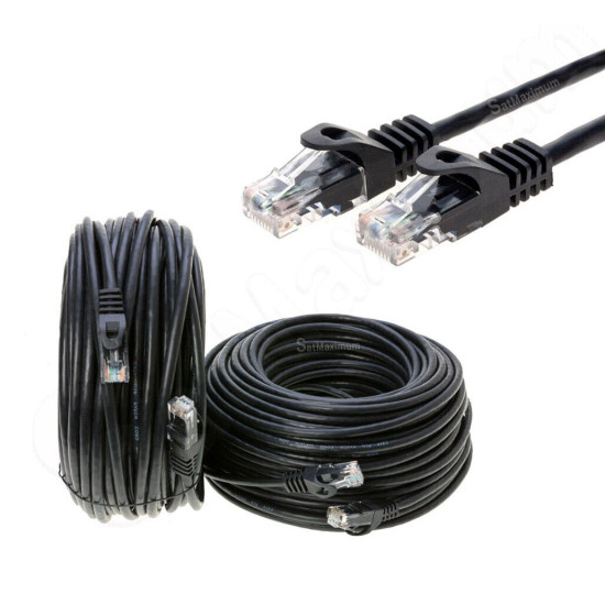CAT5 Ethernet Patch Cable RJ-45 Internet Cord Black 25FT - 200FT Multi-Pack LOT