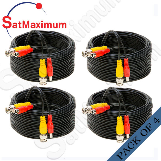 4 x Security Camera Video Cable 100FT BLACK BNC RCA Wire DVR CCTV Surveillance 