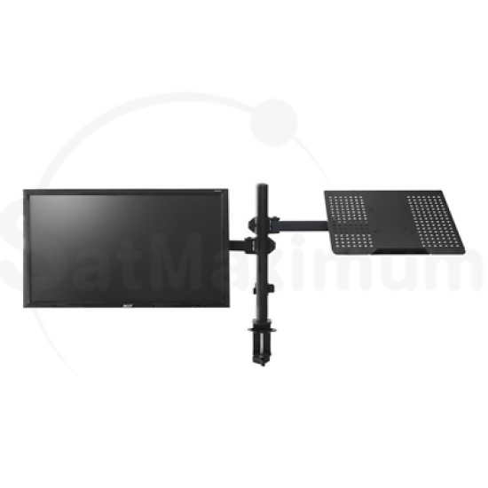 Monitor Stand with Laptop Tray Desk Mount 2-in-1 Dual Arm Fully Adjustable Mount