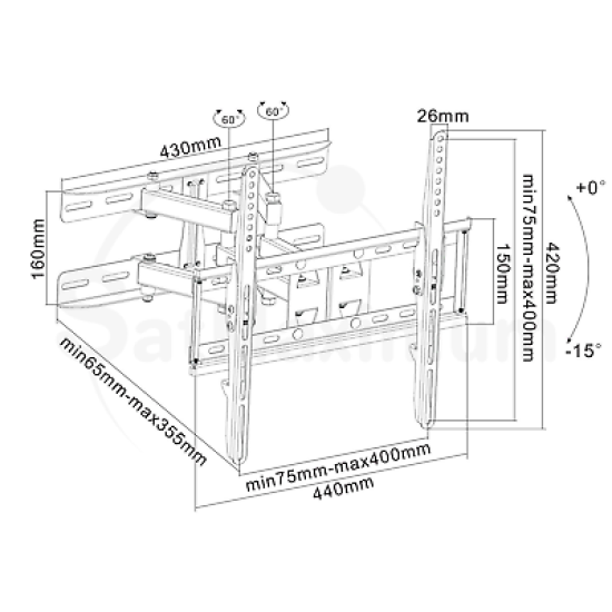 TV Wall Mount VESA Full Motion Dual Arm Swivel Tilt LED LCD HDTV Fits 23-55 Inch