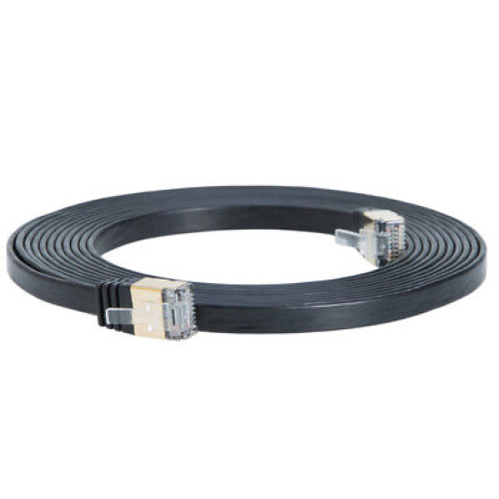 CAT7 Ultra Slim Flat SFTP Ethernet Patch Cable 10Gbps LAN Network Cord Black Lot