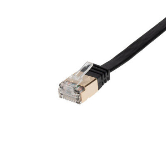 CAT7 Ultra Slim Flat SFTP Ethernet Patch Cable 10Gbps LAN Network Cord Black Lot