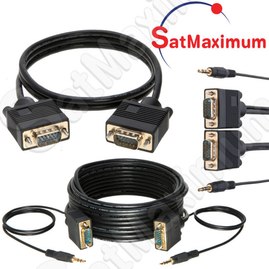 VGA/SVGA Cable Male to Male Monitor TV Video Wire 15 PIN w/without 3.5 Audio LOT
