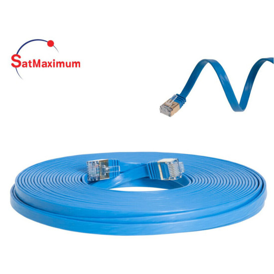 CAT7 Ultra Slim Flat S/FTP Ethernet Patch Cable 10Gbps LAN Network Cord Blue Lot