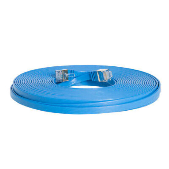 CAT7 Ultra Slim Flat S/FTP Ethernet Patch Cable 10Gbps LAN Network Cord Blue Lot