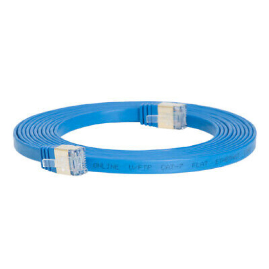 CAT7 Ultra Slim Flat S/FTP Ethernet Patch Cable 10Gbps LAN Network Cord Blue Lot