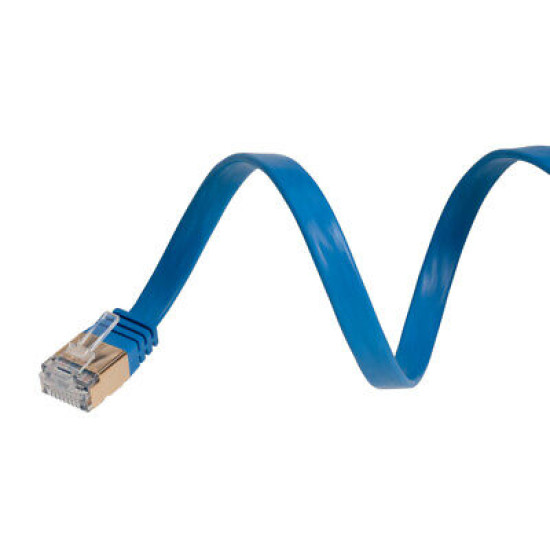 CAT7 Ultra Slim Flat S/FTP Ethernet Patch Cable 10Gbps LAN Network Cord Blue Lot
