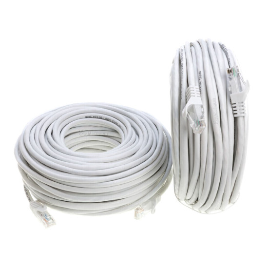 CAT5 Ethernet Patch Cable RJ-45 LAN Internet Cord White 25FT-200FT Multipack LOT