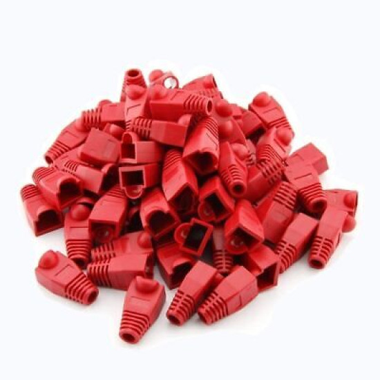 RJ45 Red Strain Relief Boot End Cap for Cat5/5e Cat6 Ethernet Cable Plug Lot