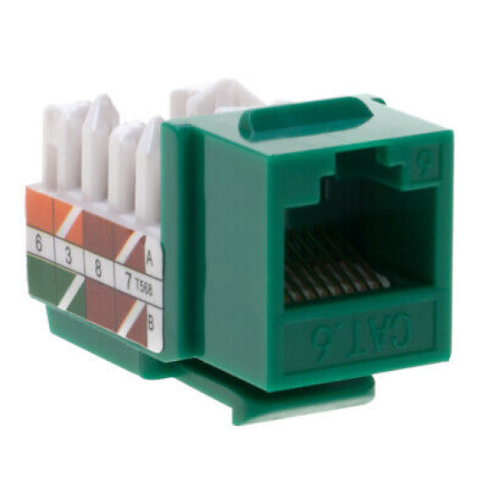 Cat6 Green Keystone Jack 45° Angled Punchdown Network Connector Multipack LOT