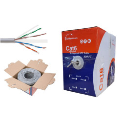 CAT6 500ft UTP Ethernet Network Cable Gray 23AWG 550MHz LAN Solid Bulk Wire