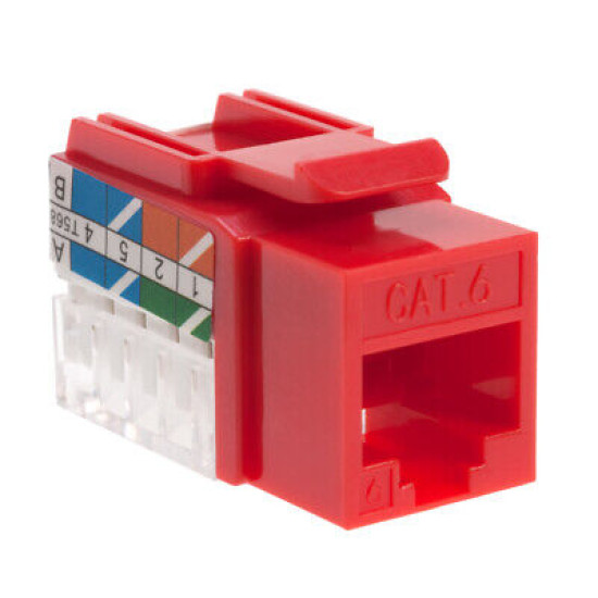 Cat6 Red Keystone Jack 45° Angled Punchdown Network Connector Multipack LOT
