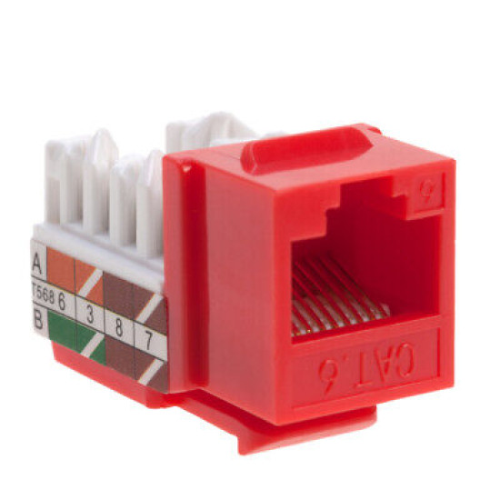 Cat6 Red Keystone Jack 45° Angled Punchdown Network Connector Multipack LOT