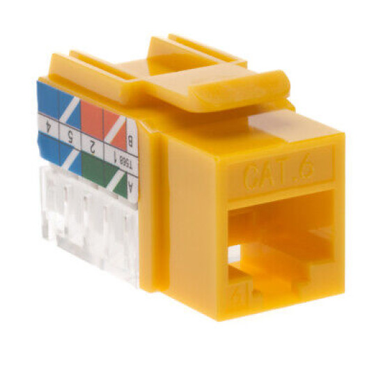 Cat6 Yellow Keystone Jack 45° Angled Punchdown Network Connector Multipack LOT