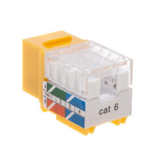 Cat6 Yellow Keystone Jack 45° Angled Punchdown Network Connector Multipack LOT