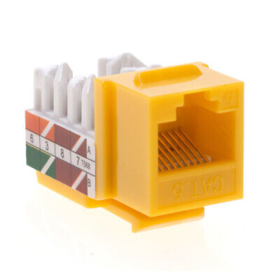 Cat6 Yellow Keystone Jack 45° Angled Punchdown Network Connector Multipack LOT
