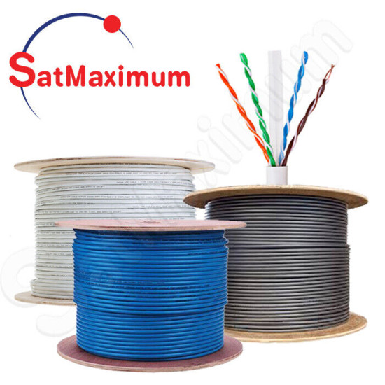 Cat6A UTP 1000ft Solid Copper Ethernet Cable 23AWG Network - WHITE BLACK BLUE