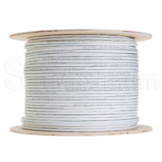 Cat6A UTP 1000ft Solid Copper Ethernet Cable 23AWG Network - WHITE BLACK BLUE