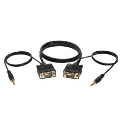 6FT SVGA Video Cable + 3.5mm Audio Jack Male to Male PC Display Monitor Cord