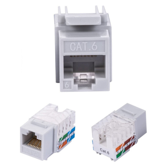 Cat6 Gray Keystone Jack 45° Angled Punchdown Network Connector Multipack LOT