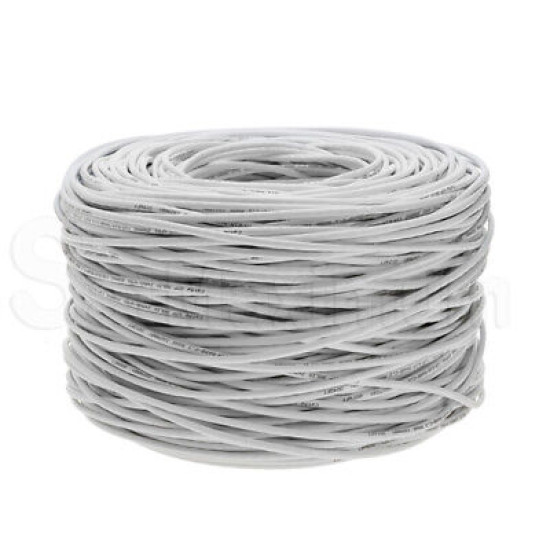 CAT6 UTP 500ft White  Network Cable 23AWG CCA Bulk Solid Wire Pull Box