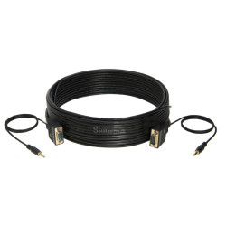 30FT SVGA Video Cable + 3.5mm Audio Jack Male to Male PC Display Monitor Cord