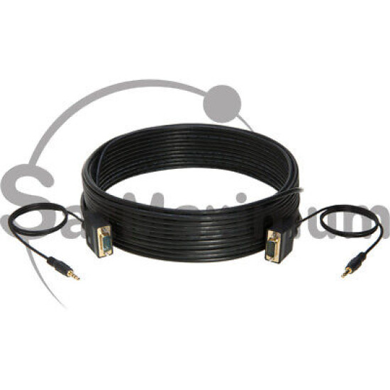 30FT SVGA Video Cable + 3.5mm Audio Jack Male to Male PC Display Monitor Cord