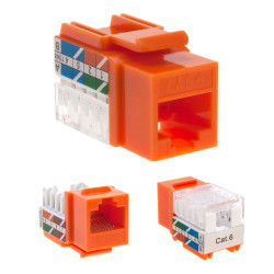 Cat6 Orange Keystone Jack 45° Angled Punchdown Network Connector Multipack LOT