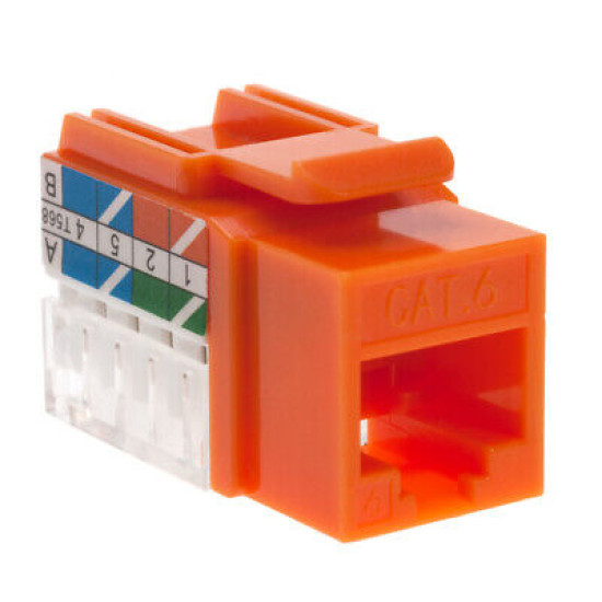 Cat6 Orange Keystone Jack 45° Angled Punchdown Network Connector Multipack LOT