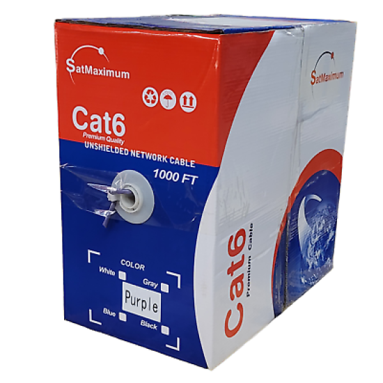 CAT6 1000FT UTP Ethernet Network Cable Solid 23AWG CCA 550MHz Bulk Wire Purple