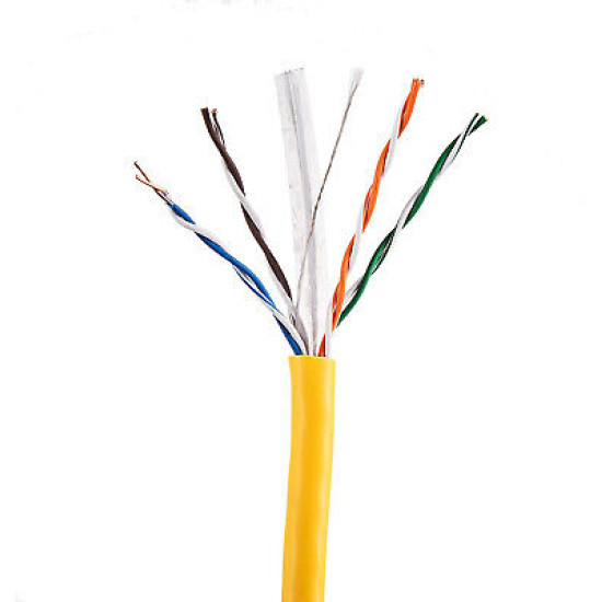 CAT6 1000FT UTP Ethernet Network Cable Solid 23AWG CCA 550MHz Bulk Wire Yellow