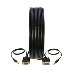 50FT VGA/SVGA 15 PIN M/M Cable With 3.5MM AUDIO Cord For Monitor HDTV Video